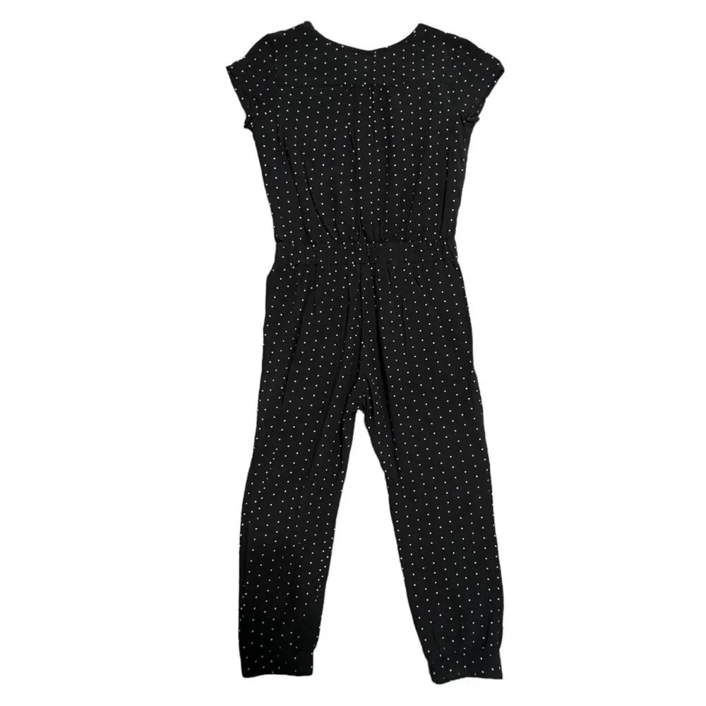 Gap Kids XS (4-5Y) Black Polkadot Jumpsuit Romper